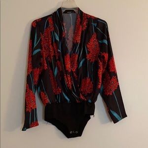 Floral print leotard